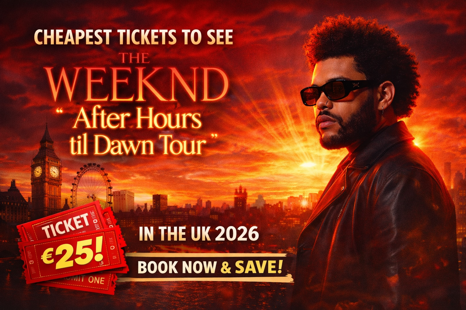 Cheapest Tickets To See The Weeknd’s “After Hours til Dawn Tour” In The UK 2026